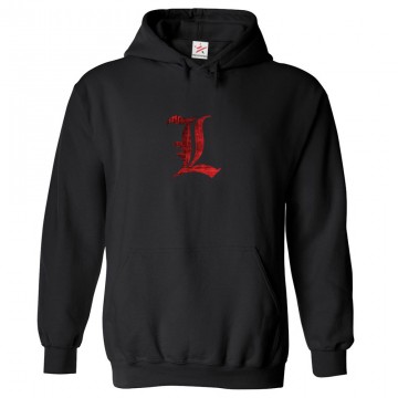 L Death Note Classic Unisex Kids and Adults Pullover Hoodie for Animated Thriller Show Fans